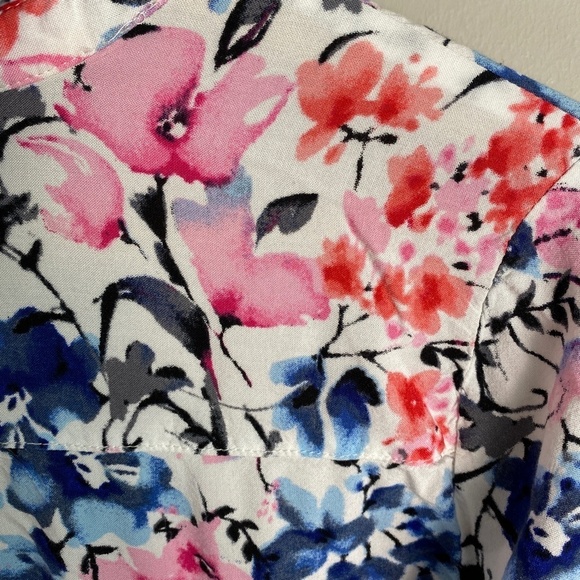 Motherhood Maternity Colorful Allover‎ Floral Print V-Neck Collared Top Small - Picture 6 of 12